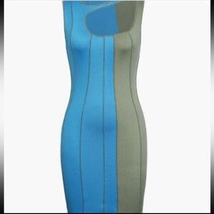 Colour block cut out mini dress